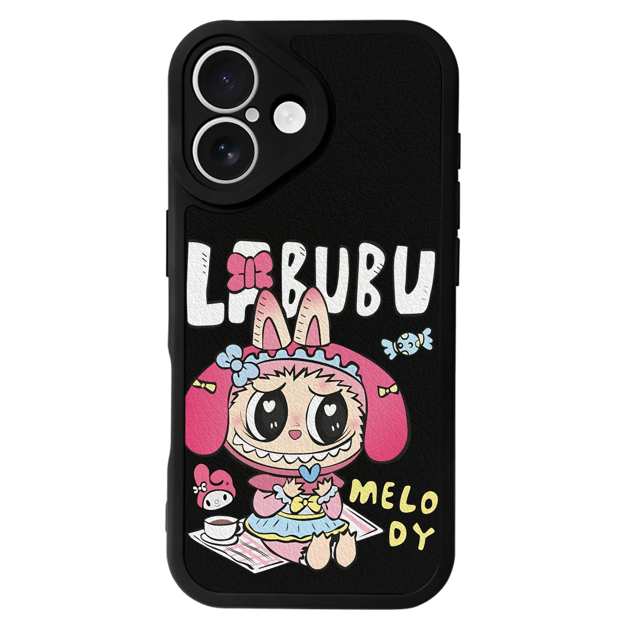 ラブブ グッズ モココ - IPhone 16シリーズ対応 ・ シリコンスマホケース ・ レザー調 ・ 高精度フィット ・ 耐衝撃 ・ ワイヤレス充電対応 ・ 精密カット